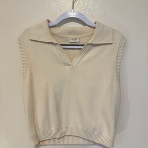 Brandy Melville Cream V-Neck Sweater Vest